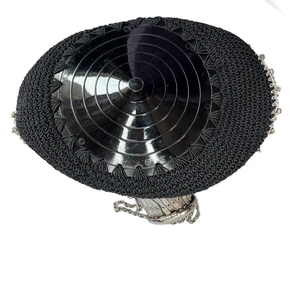 erman Art Deco Mesh Evening Purse Gate Frame Accordion Rhinestone 7 1/2" - Picture 9 of 10